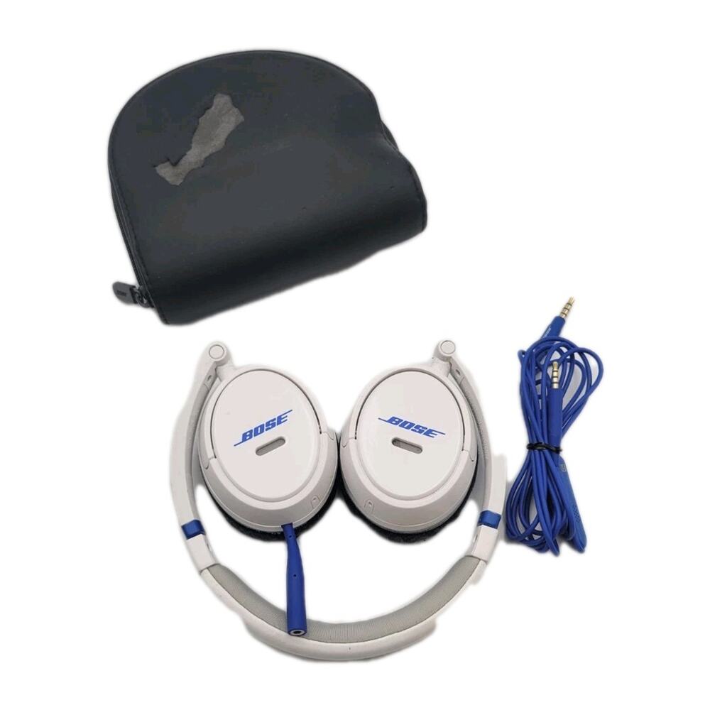 Bose SoundTrue On-Ear Headphones White/Blue Adjustable Need Ear-pad Tested GOOD